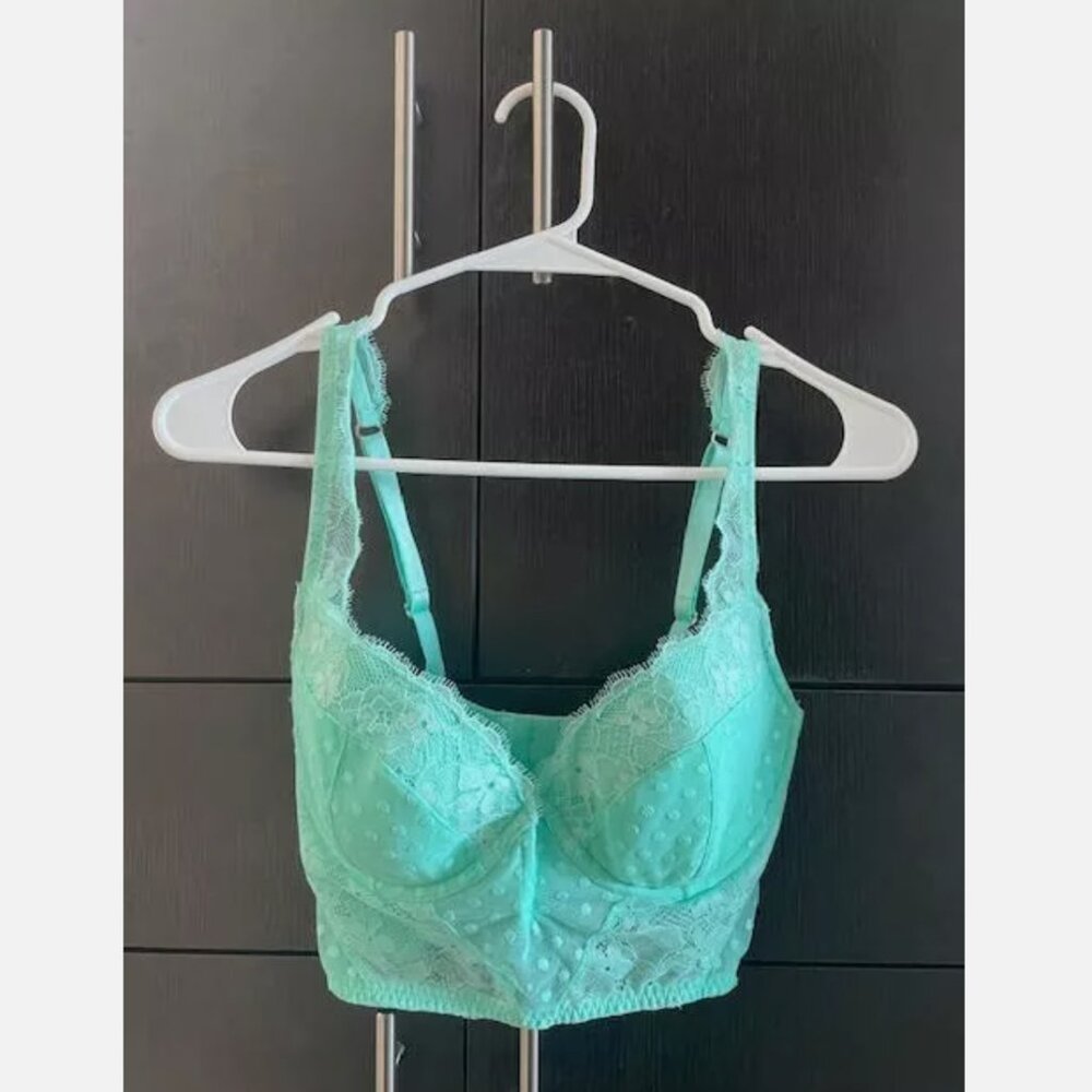 Victoria's Secret Lightly Lined Bra Corset Mint Green 32DD E Dream Angels NWT